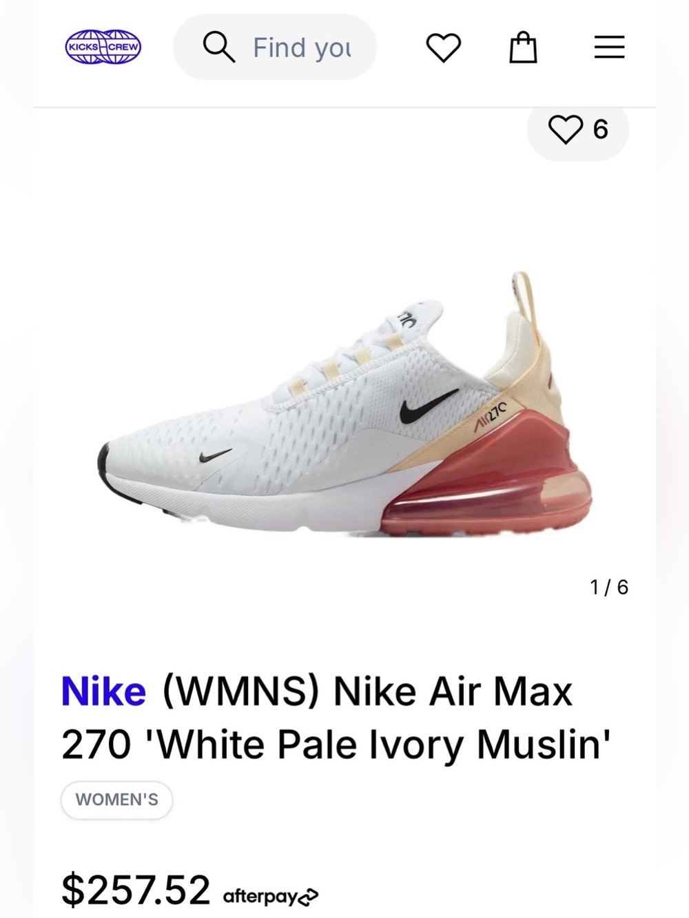 Nike Air Max 270 'White Pale Ivory Muslin'